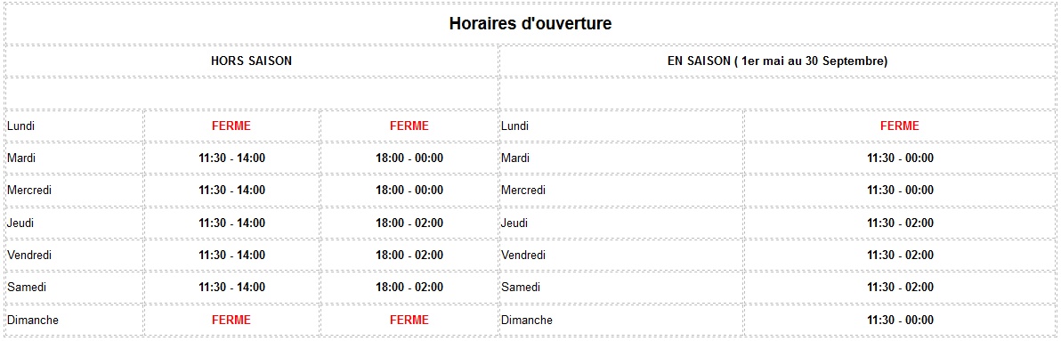 horaires